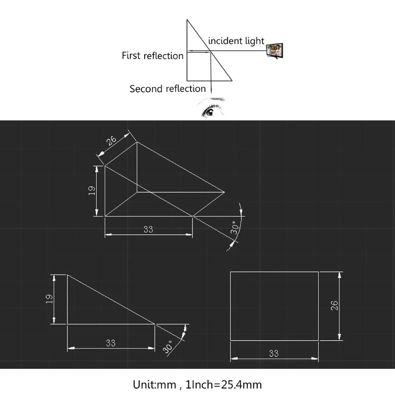 2 шт. 60 градусов K9 оптическое стекло правый угол треугольная внутренняя отражающая призма объектив G25 большое значение 4 апреля