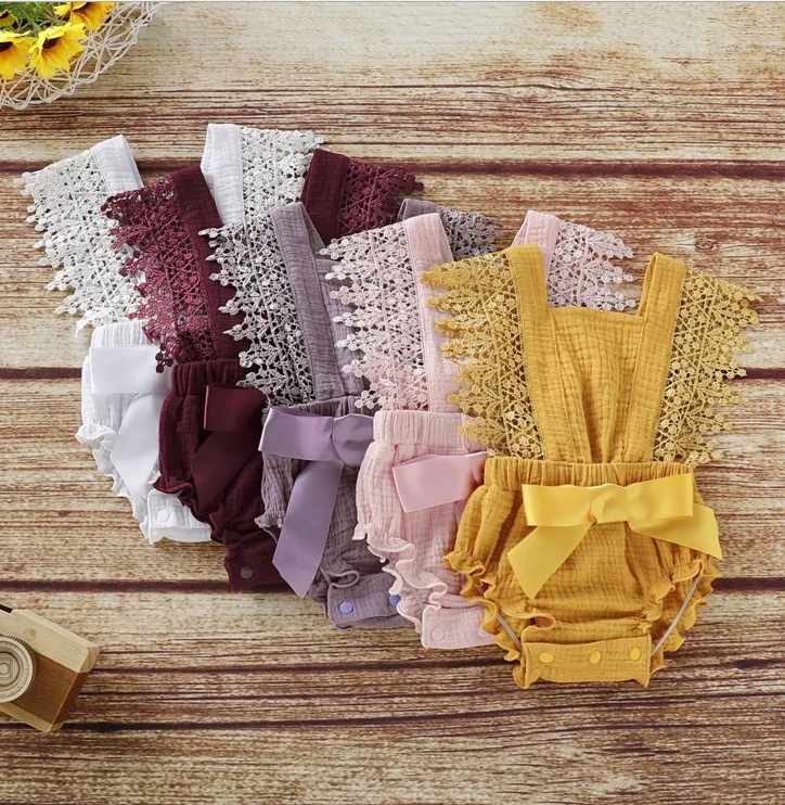 

2019 Bebe Party Lace Backless Rompers Infant Newborn Girl Clothes Photography Prop for Baby Studio Photo Shooting Accessories