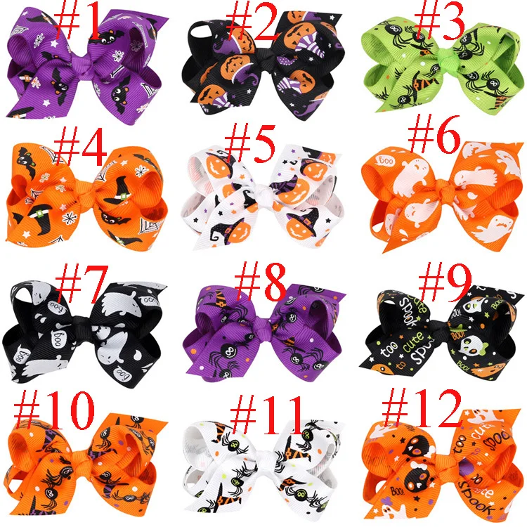 

20pc/lot Cheap Grosgrain Ribbon Bows halloween With Alligator clip Boutique Kids Girls Bow tie Hair Accessorises