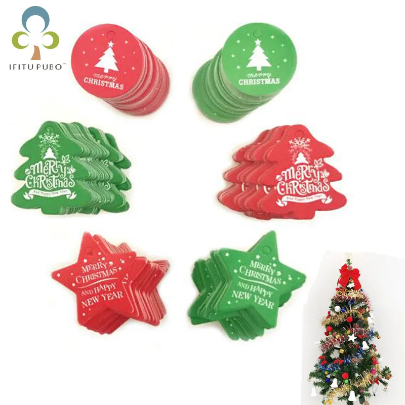 

100pcs/set Christmas Baking Tag Gift Decoration Elevator DIY Accessories Christmas Tree Message Card Party props LYQ
