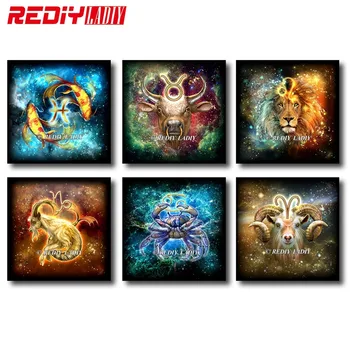

REDIY LADIY Diamond Painting Cross Stitch Constellation Pictures With Crystals Painting Rhinestone Diamond Embroidery Wall Decor