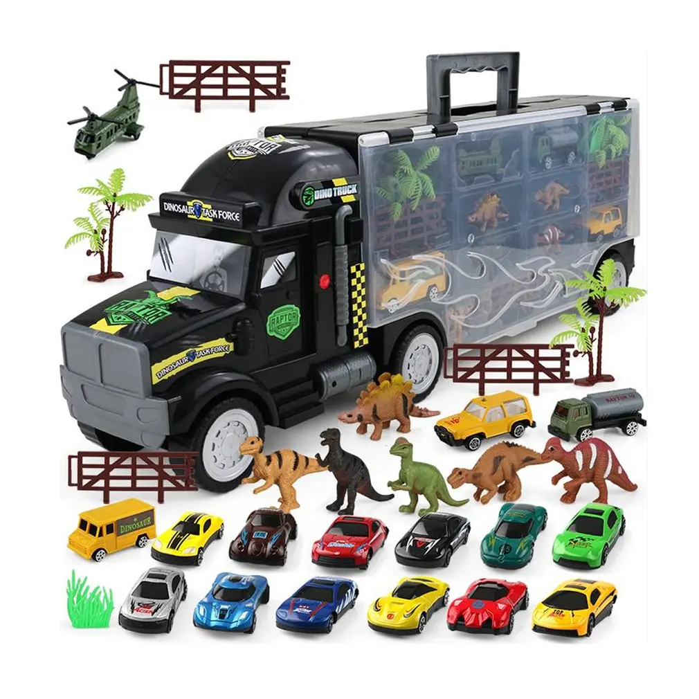 

New Cute Cartoon Animals Model Mini Vehicle Car Toy Dinosaur and Car Toy Set Educational Toy for Kids Toddlers Single/Double sid