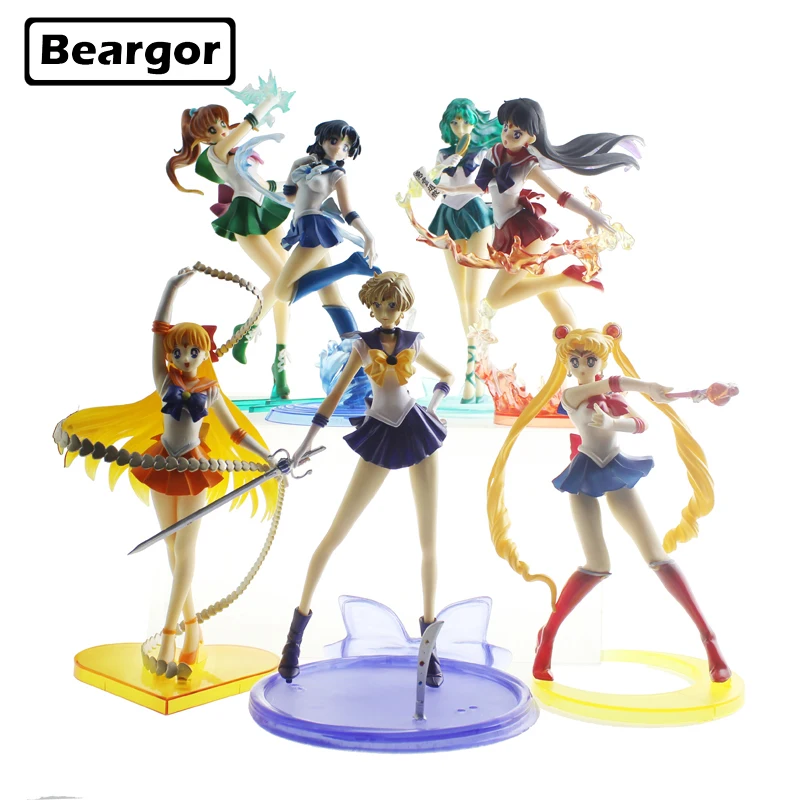 

Sailor Moon Anime Sailor Mercury Venus Mars Uranus Neptune Jupiter Boxed PVC Action Figure Collection Model Doll Toys Gift