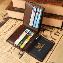 Hot Sale!Top quality Fashion Crazy Horse Genuine Leather Men Purse Wallet coin pocket purse card Holder Free shipping