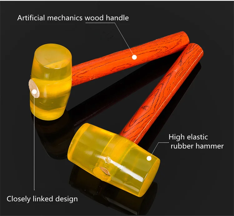 1 предмет в комплекте! Многофункциональный резиновый молоток 120 мм с деревянной ручкой, молоток для ремонта, бытовые ручные инструменты