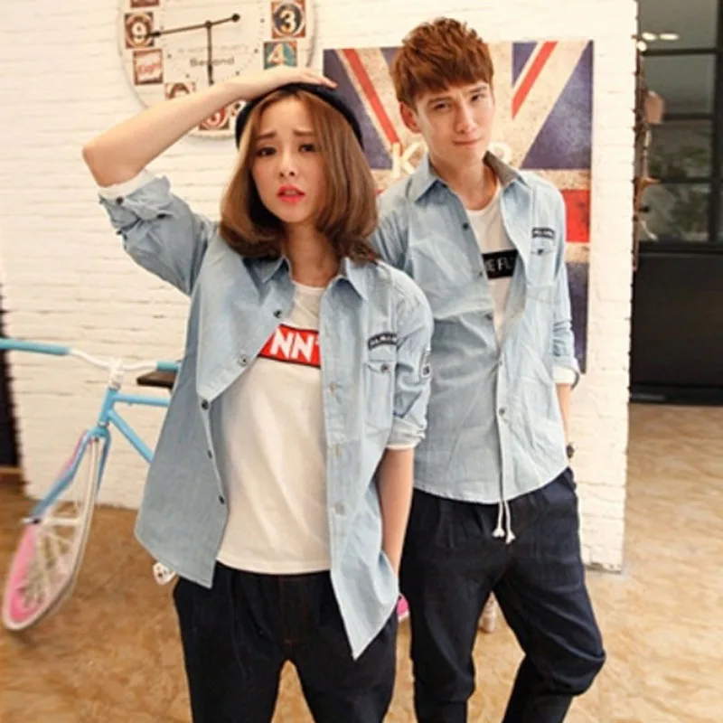 couple denim shirts