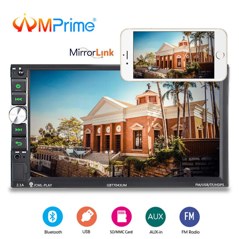 AMPrime 2 din Автомагнитолы мультимедийный плеер авторадио &quot7&quot Сенсорный экран