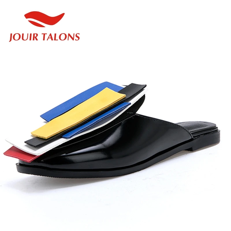 

JOUIR TALONS Brand Colored Flats Women Spring 2019 Large Size 32-43 Hot Sale Casual Low Heels Women Shoes Woman Date Mules Shoe