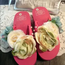 Новая летняя роза Зеленый пляжная обувь тапочки повелительницы сандалии цветы леди тапочки увеличился толстым дном тапочки B19