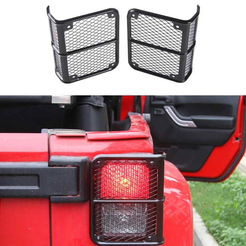 Для Jeep Wrangler 2007- автомобильный внешний задний фонарь крышка с сеткой черные металлические задние фонари защитные части Аксессуары