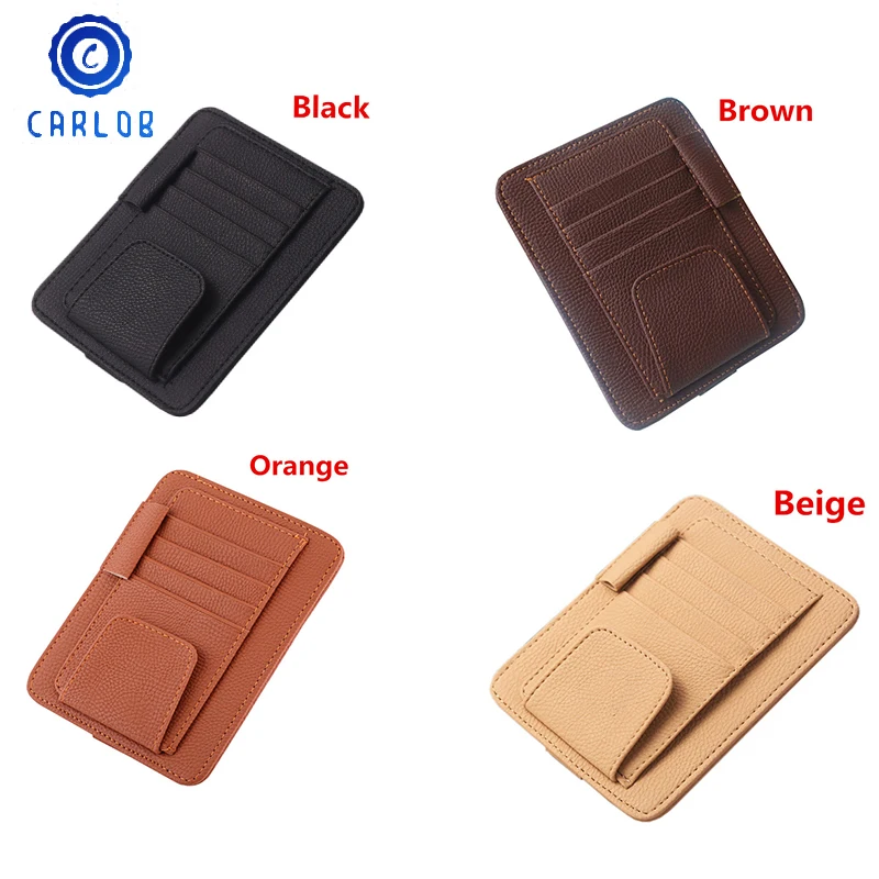 

CARLOB Car IC Card Shade Storage Bag Sun Visor Glasses Clip Card Pen Ticket Holder Storage Bag Holder Pass For BMW VW Kia