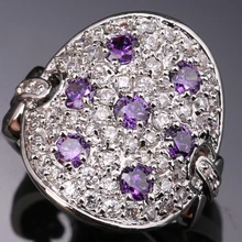 Strange Shape Multi gems Purple Zircon 925 Sterling Silver Party Jewelry Ring Size 6 7 8