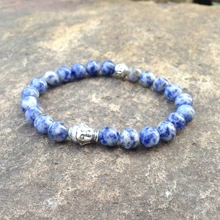 Sn0400 синий камень браслет Lucky Мала Будда браслет моды для мужчин стрейч мала Yoga браслет