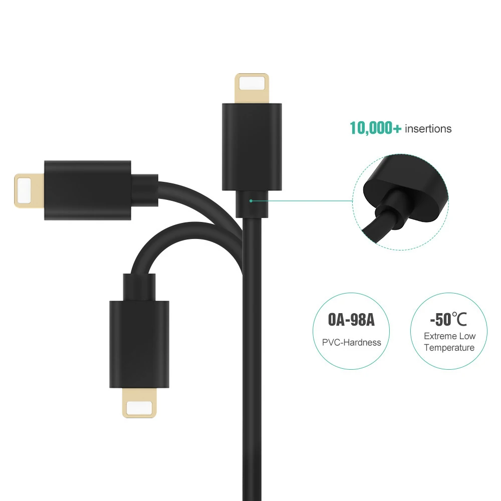 Floveme 10 unids/lote cable USB para iPhone 8 7 0.3 m/1 m/2 m/3 m sincronización 2A cable de carga para Apple iPhone x 10 5S se cargador del teléfono
