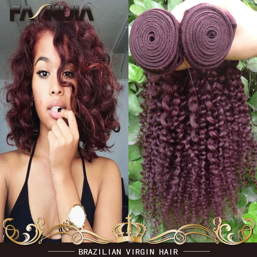 Cheap Brazilian Curly Virgin Hair Bundles 3 Pcs/Lot 99J Color Human