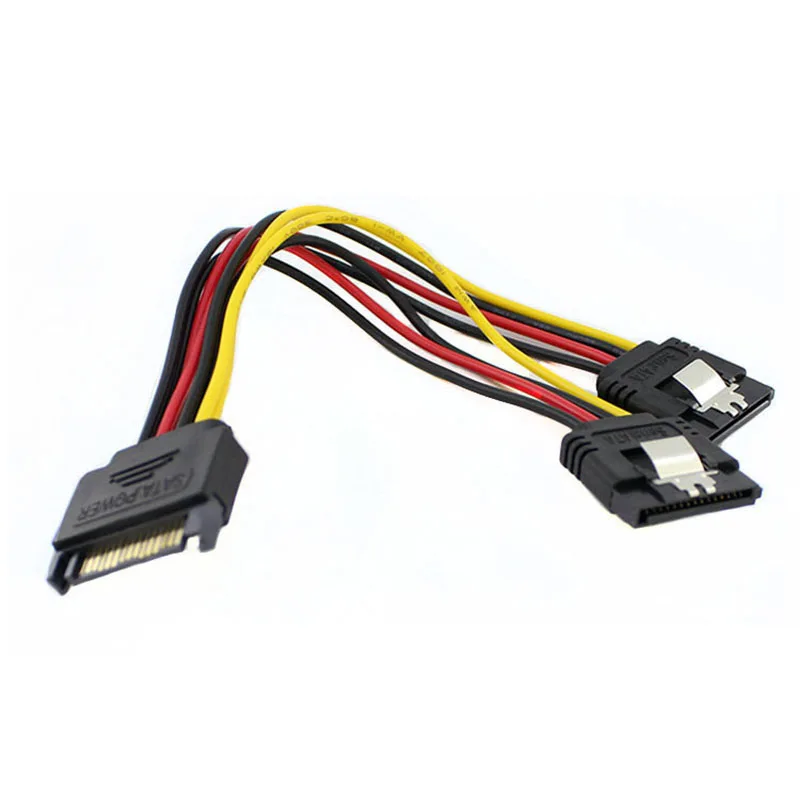 SATA 15 Pin Male To 2 Female кабель питания HDD Y сплиттер универсальный разъем адаптера |