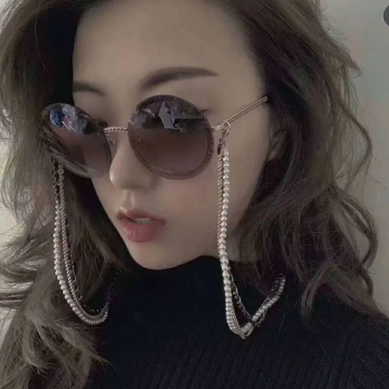 

FashionWhite Pearl Sunglasses Chain Women Sunglasses Cords Beaded Eyeglass Lanyard Hold Straps Gold silver Eyewear Retainer
