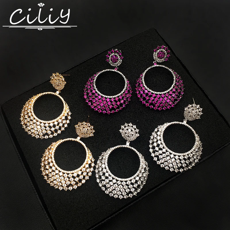 font b luxury b font brand design AAA cubic zirconia Flowers Circle round Pendant big
