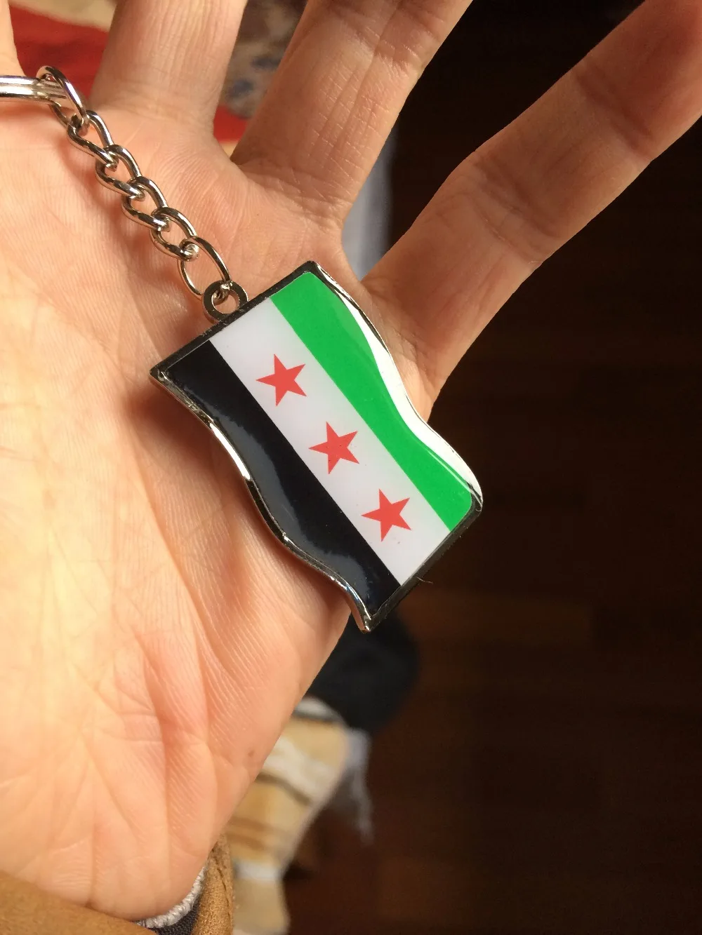 

2pc/lot Syrien new Syria flag jewelry Keychain car Key ring Crystal beads Syrian lady bag keyring Map good gifts Syrie banner