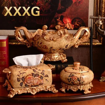 

XXXG//High-end luxury european-style tissue box lace resin restoring ancient ways household adornment napkin of creative fashion