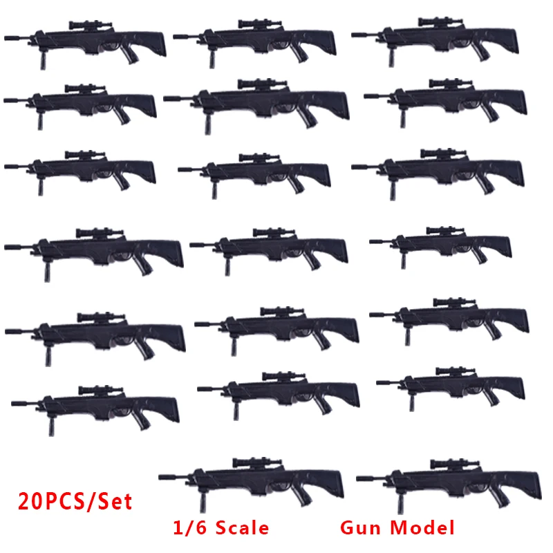 20PCS/Set 1/6 Scale Military Soldier Accessoires Model 4D Weapons Assembled Gun Model FN Scar Toy Fit 12 Inch Action Toys Figure 2pcs 1 6 scale dragon dml toys wwii gray soldier forward hat cap model toy dolls military fit 12 inch action figure accessories
