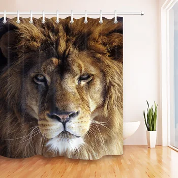 

LB A African Lion Portrait Shower Curtain Wild Animal Extra Long Bathroom Waterproof Mildew Resistant Fabric For Bathtub Decor