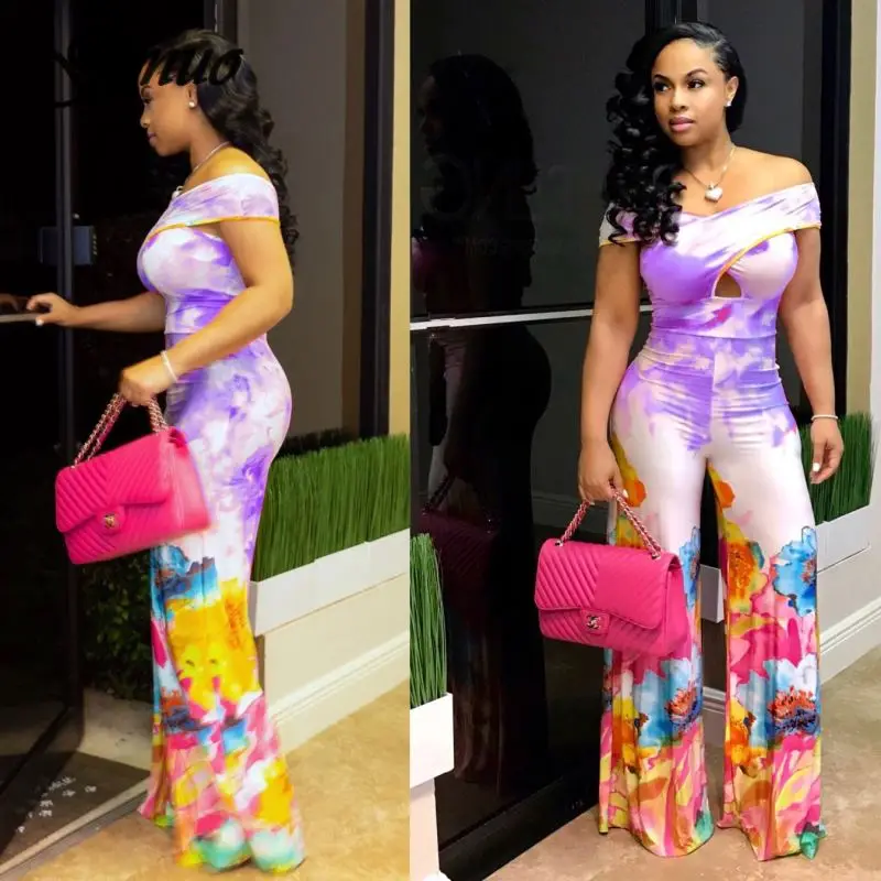 Summer Sexy Off The Shoulder Floral Print Jumpsuit Long Pants Women Elegant Boho Wide Leg Jumpsuits Rompers Female Overalls 2019 Summer Sexy Off The Shoulder Floral Print Jumpsuit Long Pants Women Elegant Boho Wide Leg Jumpsuits Rompers Female Overalls 2019