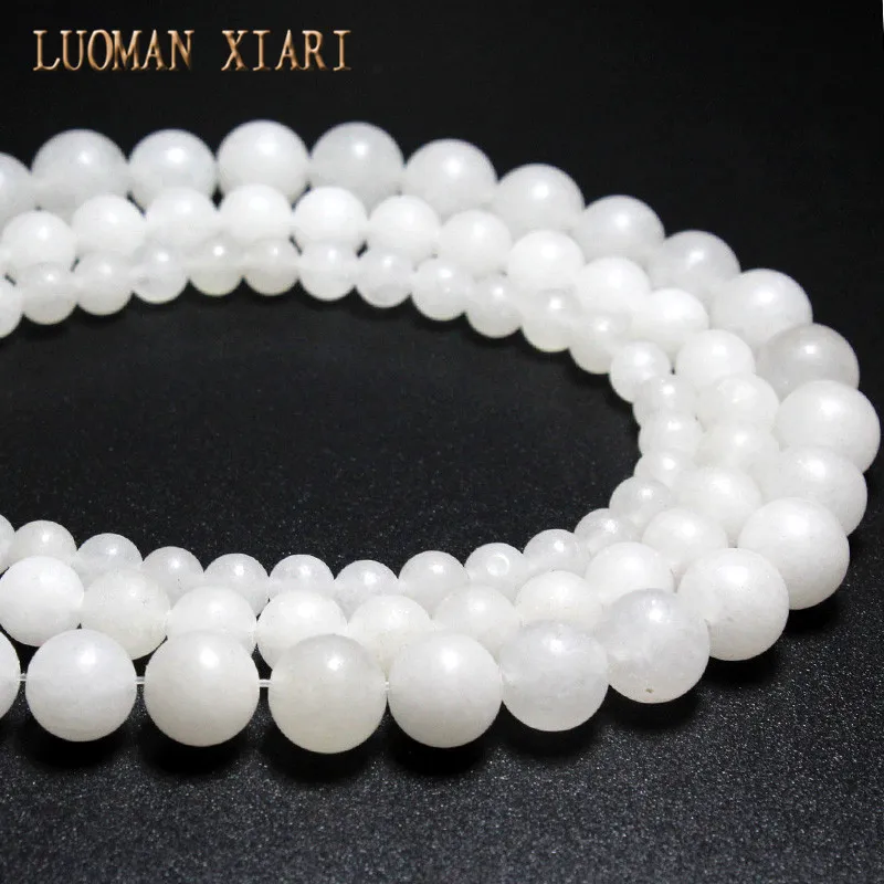 

Wholesale Natural Dull Polish White Jadee Round Stone Beads For Jewelry Making DIY Bracelet Necklace 6/8 mm Strand 15''
