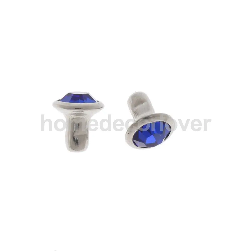 50 Sets Blue Rhinestone Rivets Crystal  Rivets Spots Studs Double Cap for DIY Leather Craft Clothes Bag Shoes Decor