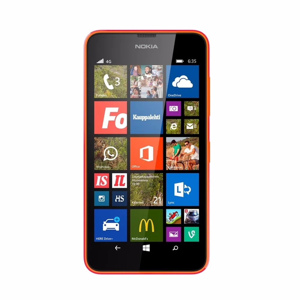 Разблокированный мобильный телефон Nokia Lumia 635 Windows 4," четырехъядерный 1830mAh 8G ROM 5.0MP WIFI GPS 4G LTE смартфон мобильный телефон