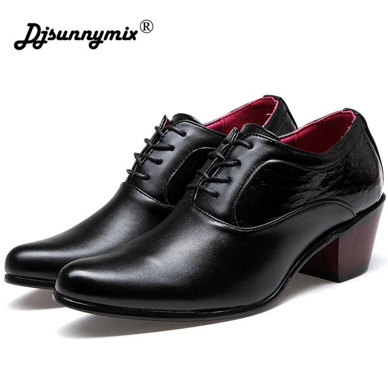 

Formal Business Party Dress Mens Shoes High Heels Men Leather Platform Shoes For Wedding Shoes Men bright leather Shoes