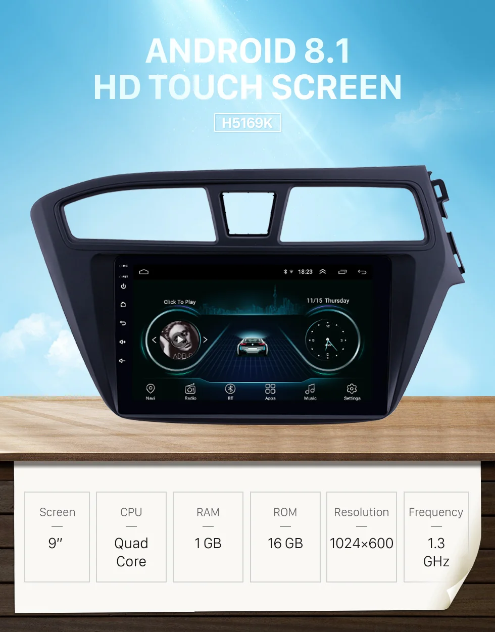 Seicane 9 дюймов Android 8,1 Автомобильный gps мультимедийный плеер для hyundai i20- правый руль радио gps Навигация стерео