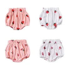 Для новорожденных Pp шорты из хлопчатобуманой ткани "канифас" клубника вишня вышивка дети Шорты для девочек и мальчиков летние дышащие трусики От 0 до 5 лет