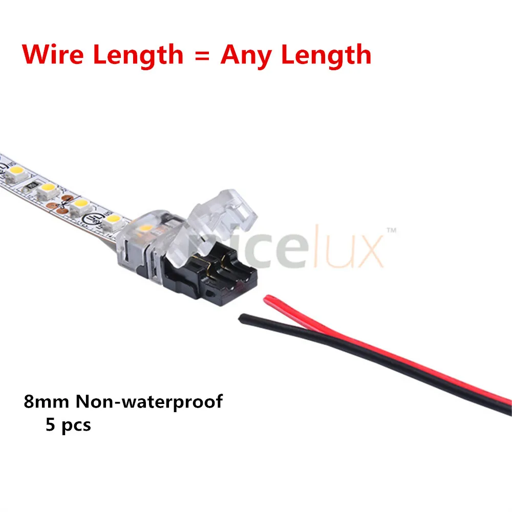 5pcs Connector for LED Strip 2 pin 8mm non waterproof led connector 3528  for strip light to wire connection DIY LED Tape|led bend|connector  femaleled ribbon connector - AliExpress