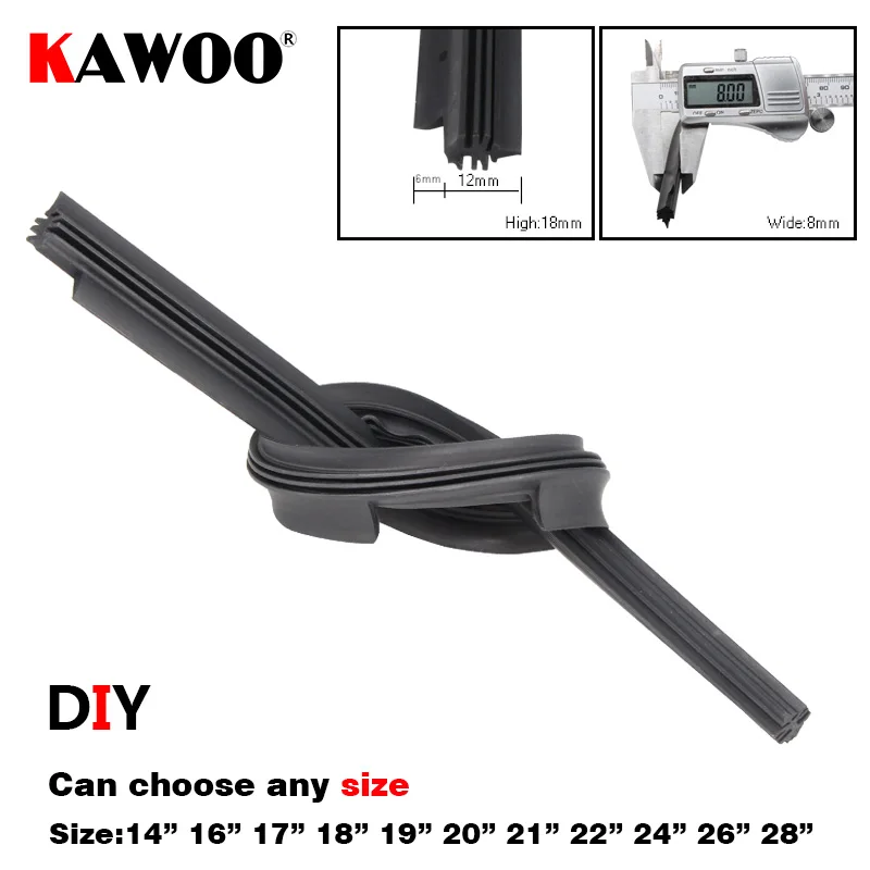 

KAWOO 2PCS Car Vehicle Insert Soft Natural Rubber strips (Refill) For Valeo Type Wiper Blade 14"16"17"18"19"20"21"22"24"26"28"