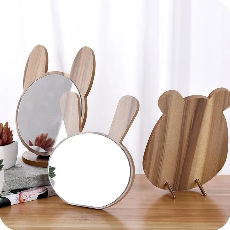 Креативное милое деревянное зеркало для макияжа с изображением медведя, детское практичное декоративное зеркало для дома и ванной комнаты