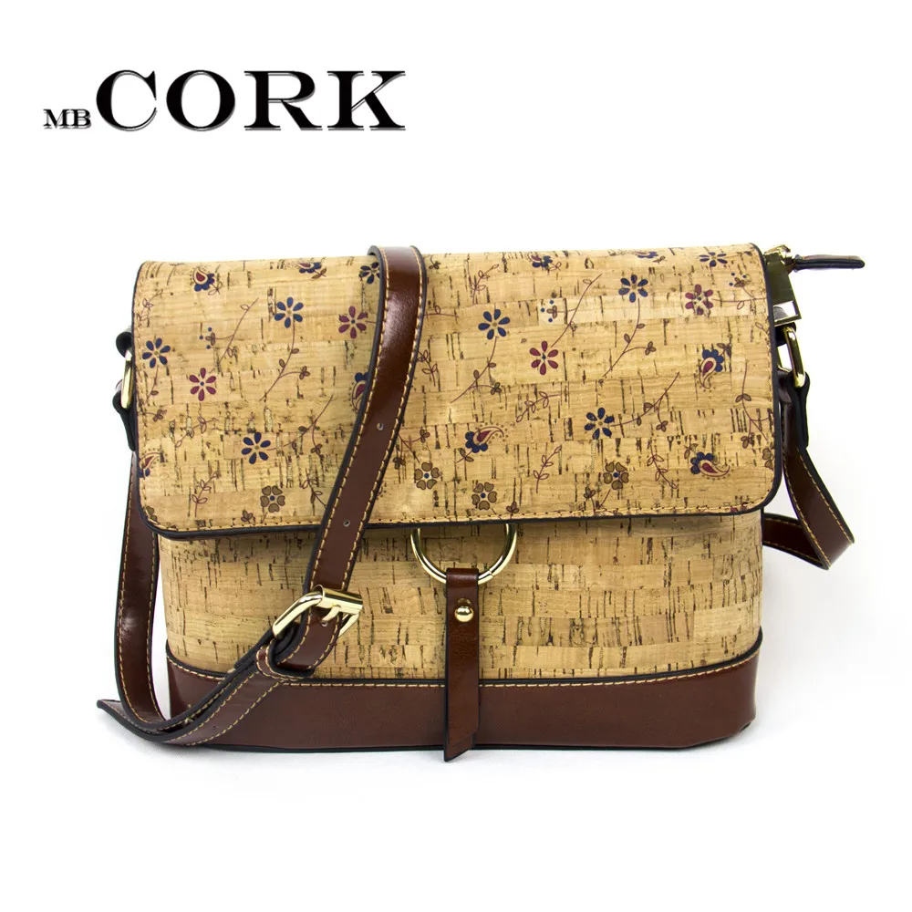 Natural cork body cross with flower women Bags vegan shoulder crossbody