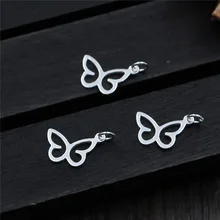 Настоящее 925 пробы Серебряная бабочка подвеска шарм костюм DIY серьги браслет кулон ожерелье ювелирные украшения аксессуары