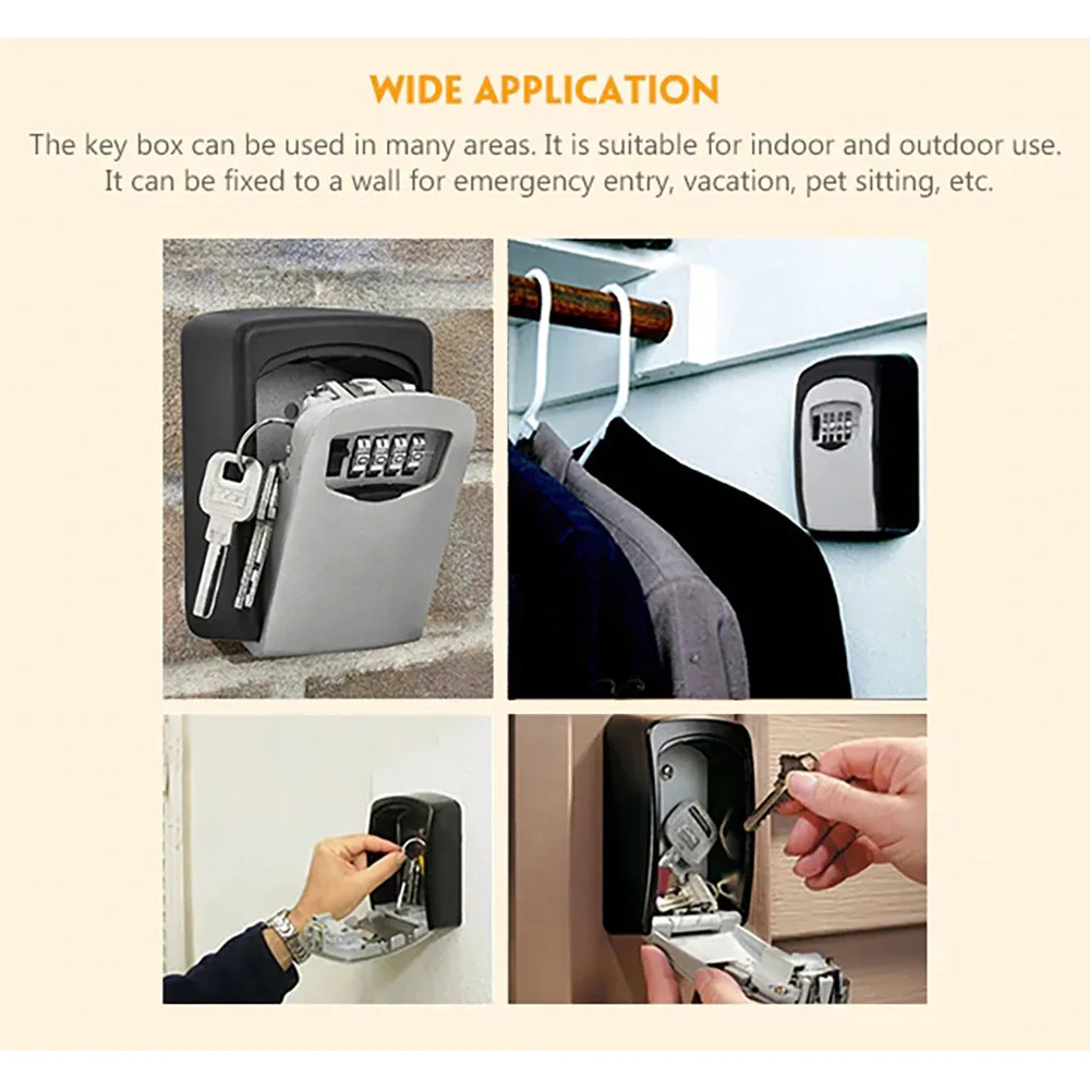 Multifunctional Tool Security 4 Digits Combination Key Lock Safe Box Storage Case Key Holder Wall Mounted Resettable Code