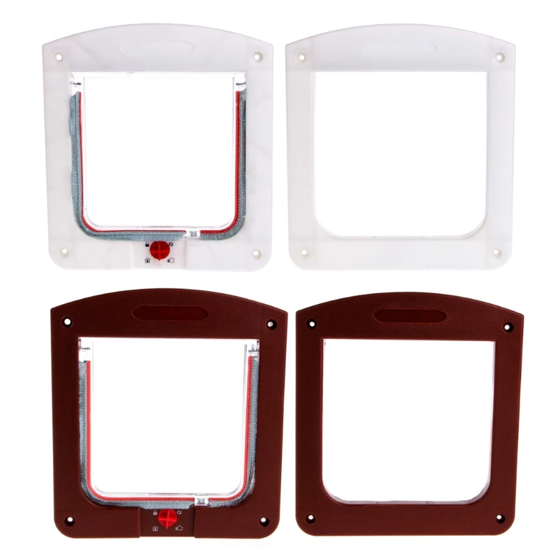 

4 Way Pet Cat Small Animal Lock Lockable Safe Flap Door Gate Anti drought brush-lined edge Cat Dog door