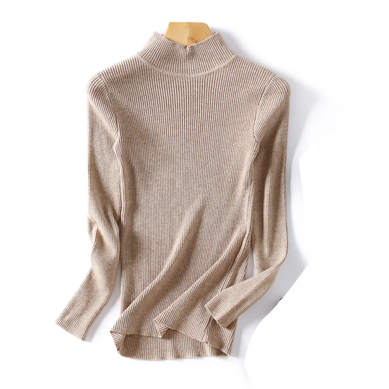 ShejoinSheenjoy Spring Autumn Women Pullovers Sweaters Fashion Slim Half Turtleneck Knitted Tops Women Elastic Casual Sweater (11)