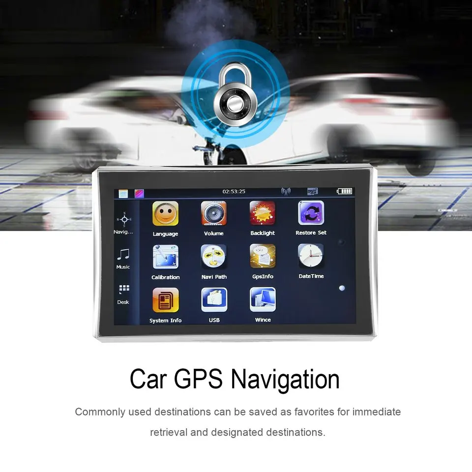 

New X7 7" Car Truck GPS Navigation 256M+8GB Reversing Camera Touch Sensor FM Navigator Accurately Position Black