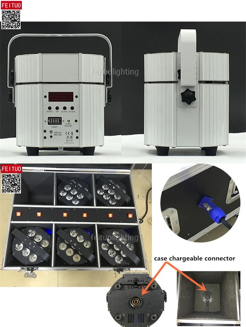 

24pcs+Charge Flight case Wireless LED Par Light 9pcs LED RGBWA UV 6IN1 LED Wash Light Uplighting Disco Stage Battery Par Light
