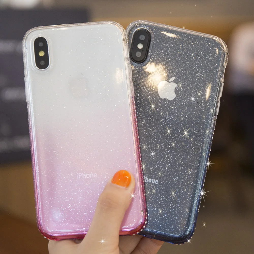 For iPhone XS Max Case Luxury Ultra Thin Glitter Cute Gradient Silicone Cover For iPhone X XR 8 Plus 7 6 6S 10 Coque Accessories (2)