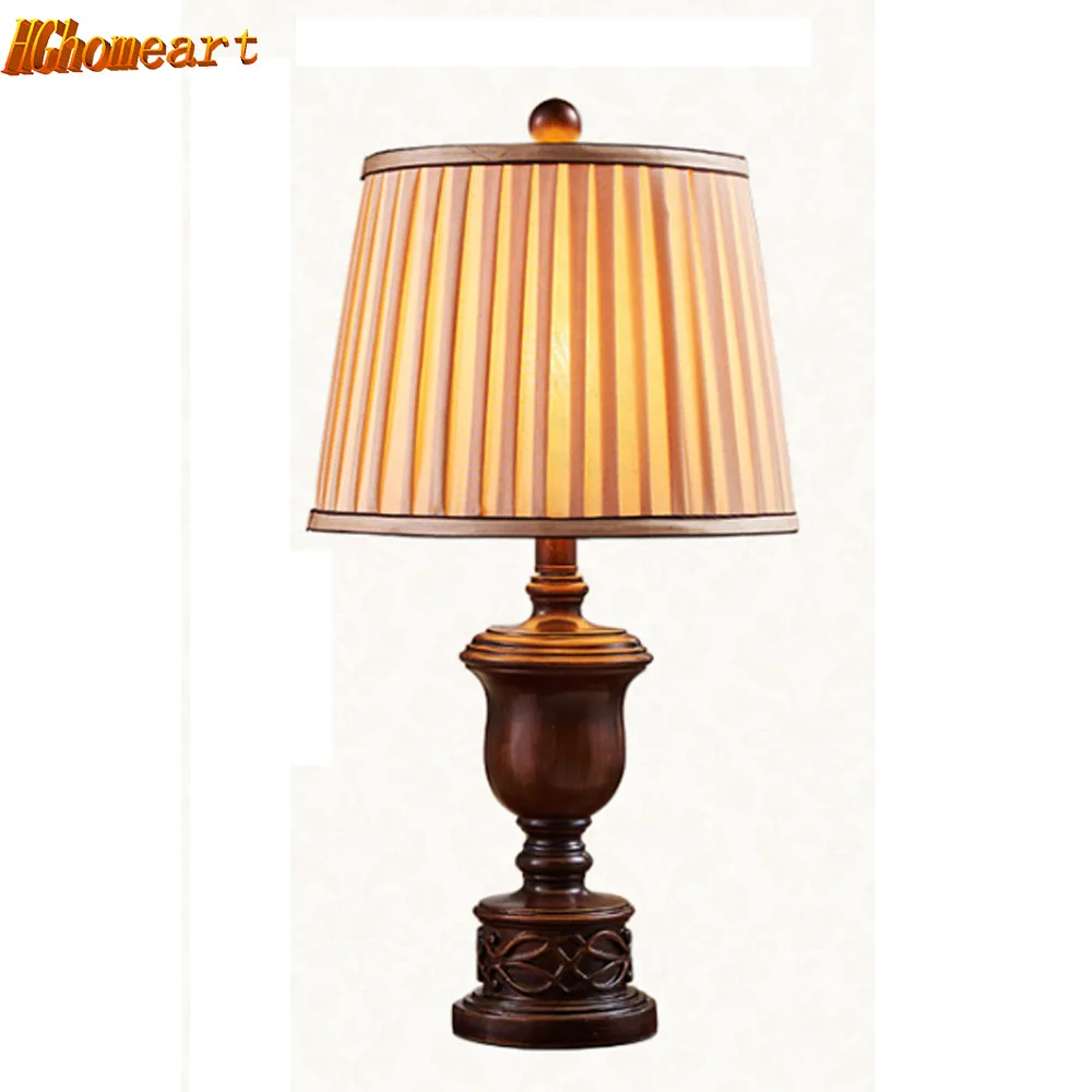 

HGHomeart Wood Desk Lamp LED European Retro Luminaria Mesa Study Reading Bed Light Romantic Table Lamps E27 110V/240V Lighting