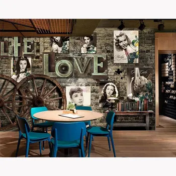 

Retro Nostalgic Brick Wall Papers Stickers Home Bar Decor Vintage Photo Wallpaper Mural 3D Self Adhesive Vinyl / Silk Wallpapers