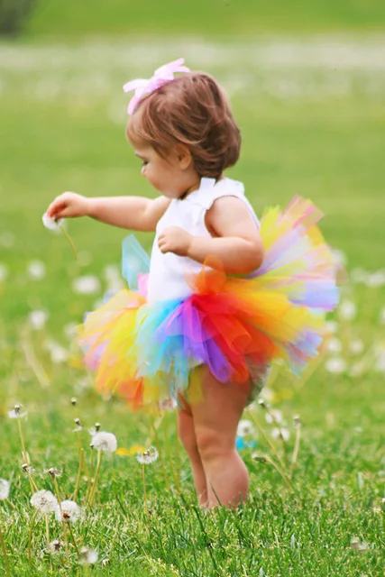 Baby Girl Birthday Dress Baby Girl Romper With Rainbow Tutu Skirt+