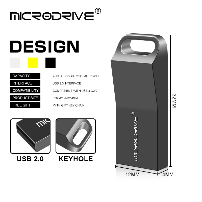 Металлический флеш накопитель водонепроницаемый usb 8 г 16 32 64 флешка