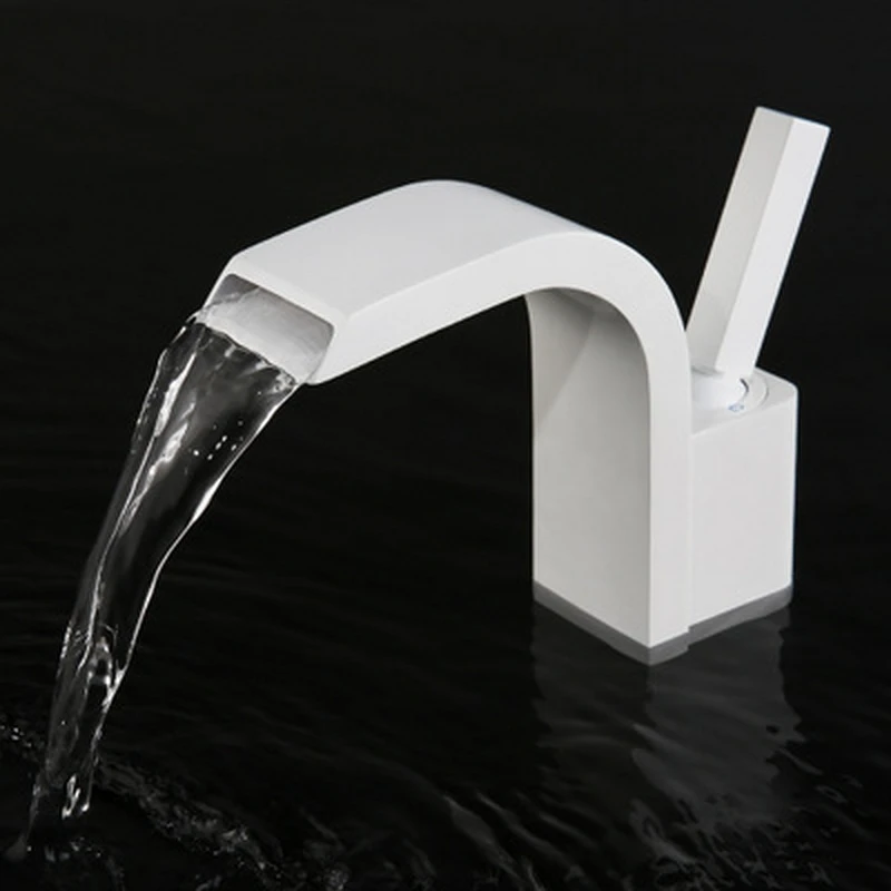 Bathroom Basin Faucet Tall Waterfall Brass Single Hole Led European Black Cabinet | Обустройство дома
