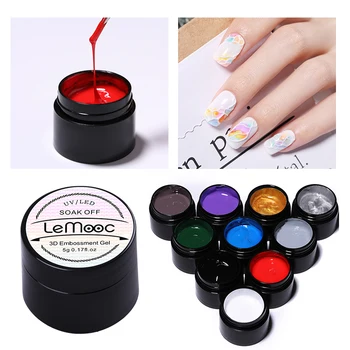 

LEMOOC 5ml 3D Embossed Gel Polish Silver Gold Acryl Carving UV LED Gel Drawing Painting DIY Design Soak Off Nail Art Gel Varnish